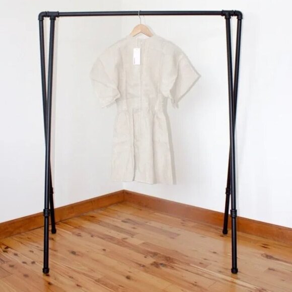 NWT Reformation Ty Kimono Linen Abalone Shell Button Cream Mini Dress Size 2 - Picture 9 of 12